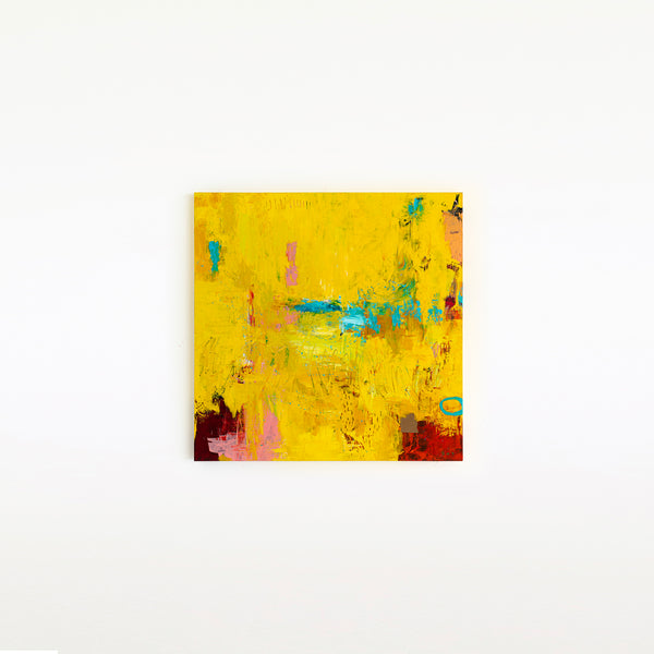 Original Modern Abstract Expressionism Painting, Contemporary Wall Art with Yellow Theme for Large Spaces | Teich II (48"x48")