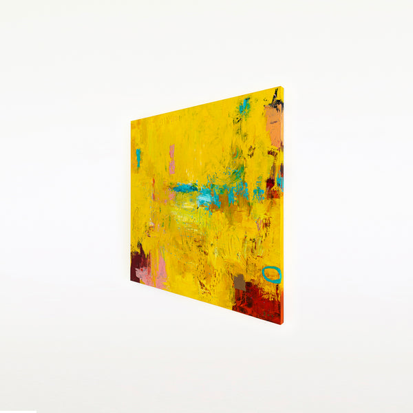 Original Modern Abstract Expressionism Painting, Contemporary Wall Art with Yellow Theme for Large Spaces | Teich II (48"x48")