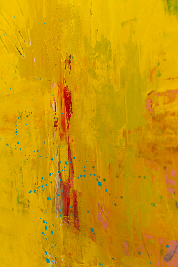 Original Modern Abstract Expressionism Painting, Contemporary Wall Art with Yellow Theme for Large Spaces | Teich II (48"x48")