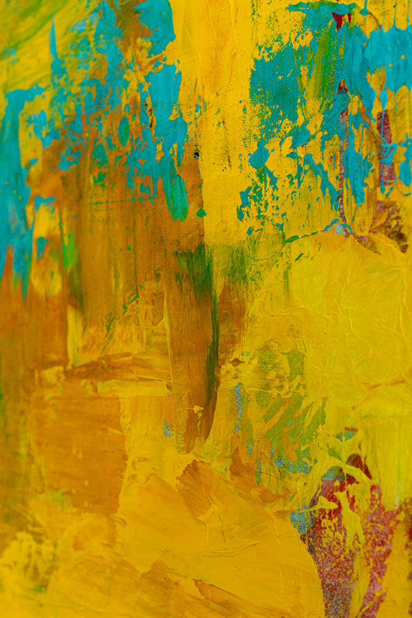 Original Modern Abstract Expressionism Painting, Contemporary Wall Art with Yellow Theme for Large Spaces | Teich II (48"x48")