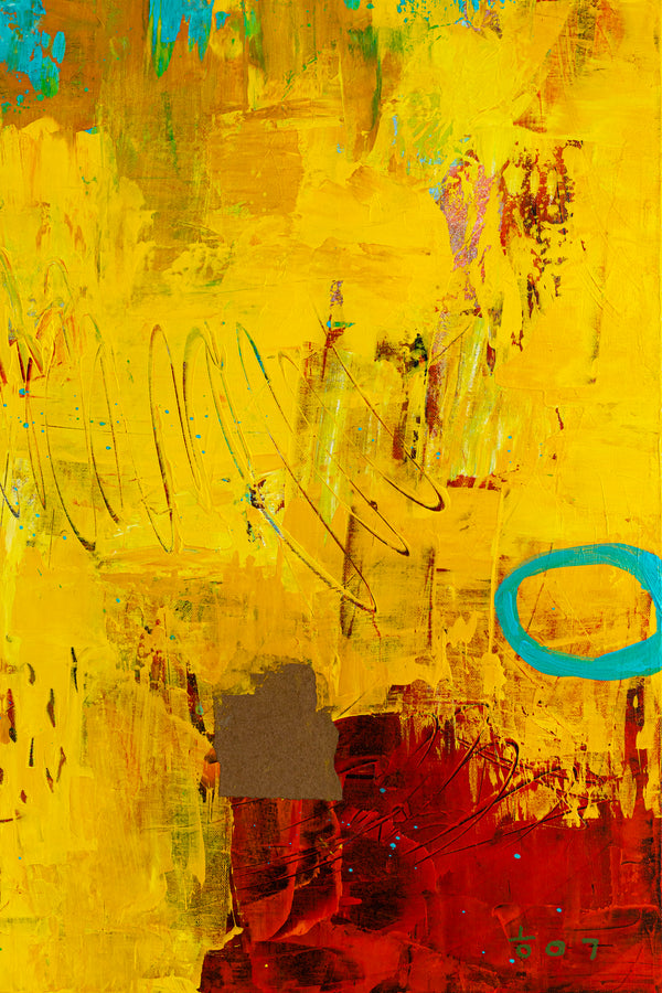 Original Modern Abstract Expressionism Painting, Contemporary Wall Art with Yellow Theme for Large Spaces | Teich II (48"x48")