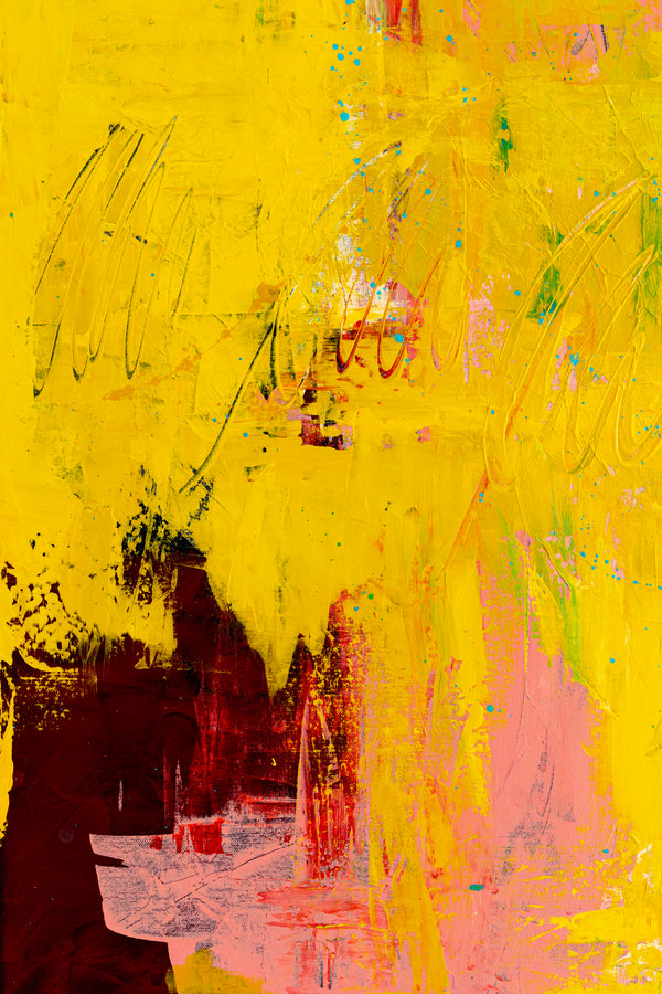 Original Modern Abstract Expressionism Painting, Contemporary Wall Art with Yellow Theme for Large Spaces | Teich II (48"x48")