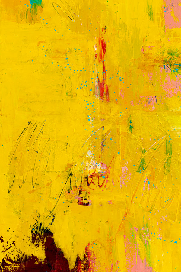 Original Modern Abstract Expressionism Painting, Contemporary Wall Art with Yellow Theme for Large Spaces | Teich II (48"x48")