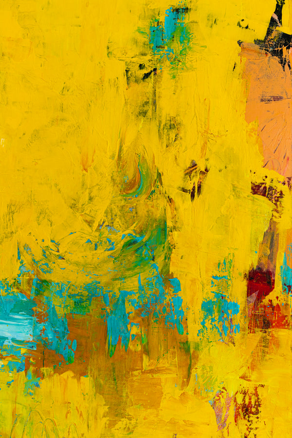 Original Modern Abstract Expressionism Painting, Contemporary Wall Art with Yellow Theme for Large Spaces | Teich II (48"x48")