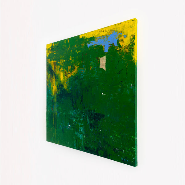 Large Modern Original Abstract Painting with Green Theme, Expressionism Contemporary Wall Art | Teich I (48"x48")