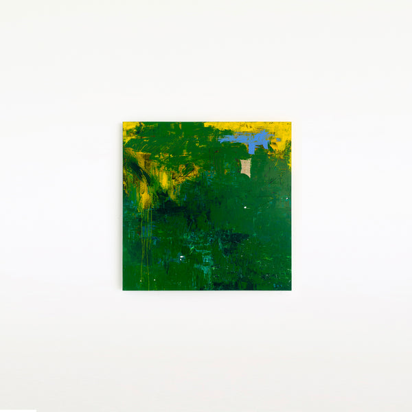 Large Modern Original Abstract Painting with Green Theme, Expressionism Contemporary Wall Art | Teich I (48"x48")