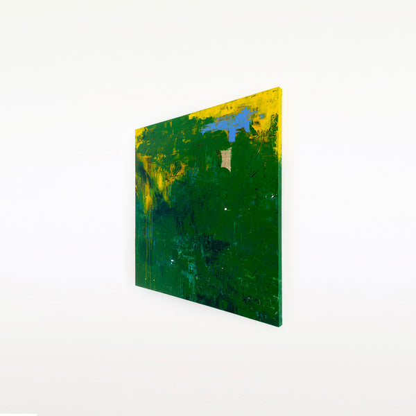 Large Modern Original Abstract Painting with Green Theme, Expressionism Contemporary Wall Art | Teich I (48"x48")