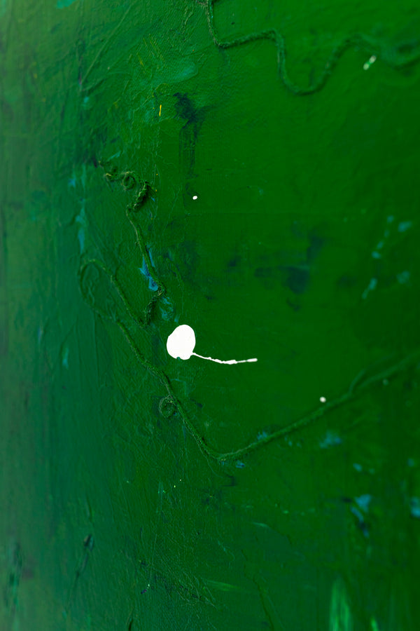 Large Modern Original Abstract Painting with Green Theme, Expressionism Contemporary Wall Art | Teich I (48"x48")