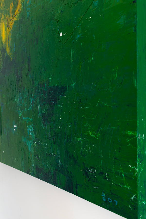 Large Modern Original Abstract Painting with Green Theme, Expressionism Contemporary Wall Art | Teich I (48"x48")