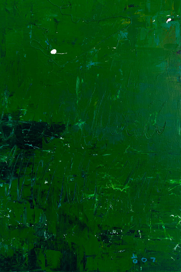 Large Modern Original Abstract Painting with Green Theme, Expressionism Contemporary Wall Art | Teich I (48"x48")
