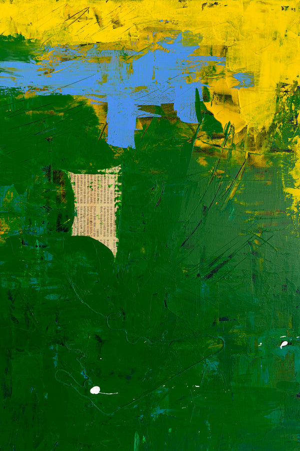 Large Modern Original Abstract Painting with Green Theme, Expressionism Contemporary Wall Art | Teich I (48"x48")