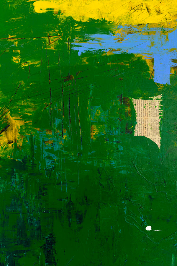 Large Modern Original Abstract Painting with Green Theme, Expressionism Contemporary Wall Art | Teich I (48"x48")