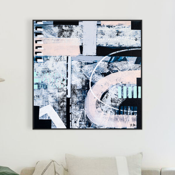 Modern Abstract Expressionist Original Painting of Time and Darkness in Rugged Brush Strokes, Wall Art | Tempus (36"x36")