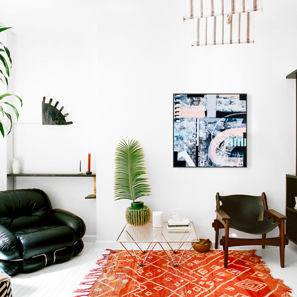 Modern Abstract Expressionist Original Painting of Time and Darkness in Rugged Brush Strokes, Wall Art | Tempus (36"x36")