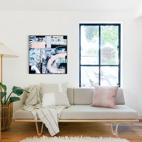 Modern Abstract Expressionist Original Painting of Time and Darkness in Rugged Brush Strokes, Wall Art | Tempus (36"x36")