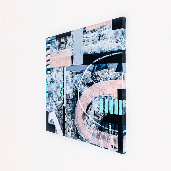 Modern Abstract Expressionist Original Painting of Time and Darkness in Rugged Brush Strokes, Wall Art | Tempus (36"x36")