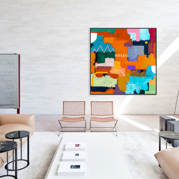 Large Original Abstract Acrylic Painting, Colorful Modern Canvas Wall Art, Embrace Comfort and Beauty | Terra Traum