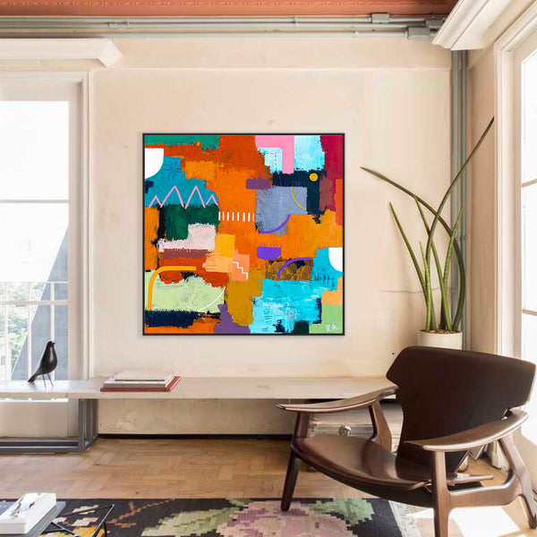 Large Original Abstract Acrylic Painting, Colorful Modern Canvas Wall Art, Embrace Comfort and Beauty | Terra Traum