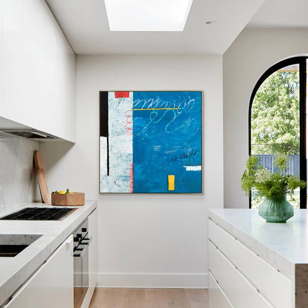 Imaginary Space in Original Acrylic Abstract Modern Blue Painting, Contemporary Large Canvas Wall Art | The Aleph