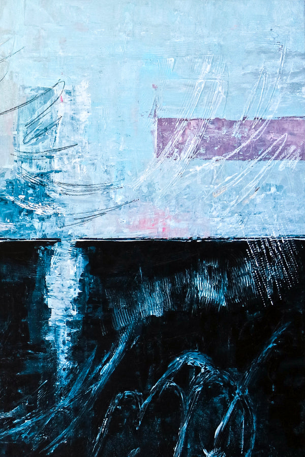 2 Set of Modern Abstract Original Painting, Canvas Wall Art | The South + The Aleph (Vertical Ver.)