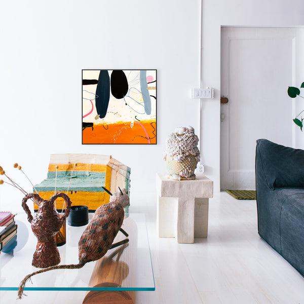 Vibrant Abstract Original Painting, Modern Canvas Wall Art with Acrylic Paint and Mixed Media | The fourth dream (40"x40")