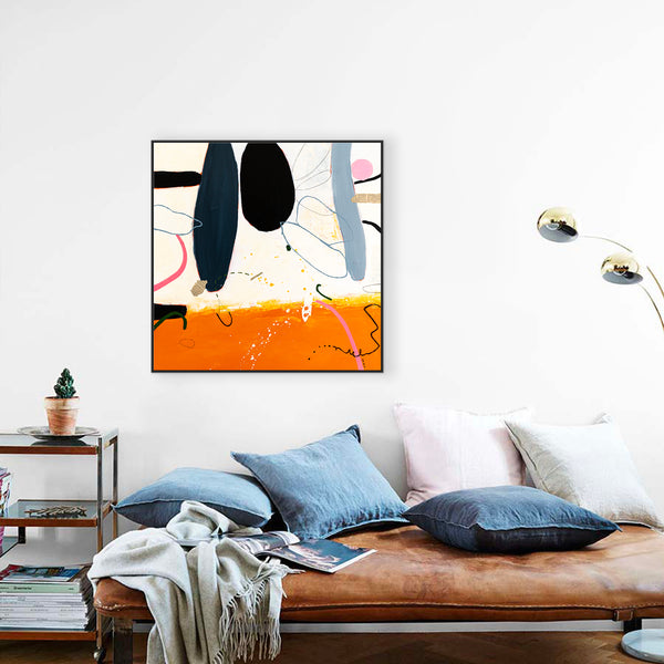 Vibrant Abstract Original Painting, Modern Canvas Wall Art with Acrylic Paint and Mixed Media | The fourth dream (40"x40")