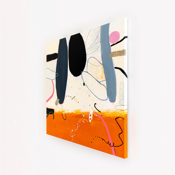 Vibrant Abstract Original Painting, Modern Canvas Wall Art with Acrylic Paint and Mixed Media | The fourth dream (40"x40")