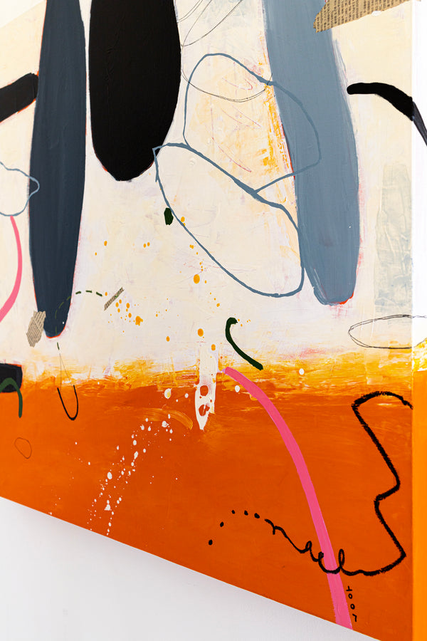 Vibrant Abstract Original Painting, Modern Canvas Wall Art with Acrylic Paint and Mixed Media | The fourth dream (40"x40")