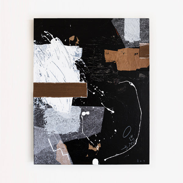 Black & White Original Abstract Mixed Media Painting, Modern Canvas Wall Art Reflecting Subtle Serenity | The night scene (32"x40")