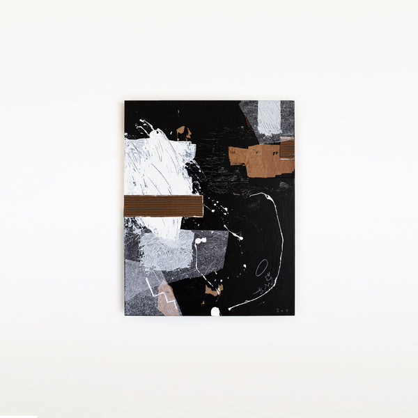 Black & White Original Abstract Mixed Media Painting, Modern Canvas Wall Art Reflecting Subtle Serenity | The night scene (32"x40")