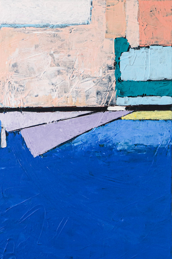 Refreshing Seascape in Minimalist Modern Abstract Original Painting, Blue Color Large Canvas Wall Art | There