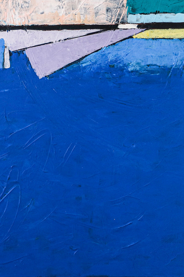 Refreshing Seascape in Minimalist Modern Abstract Original Painting, Blue Color Large Canvas Wall Art | There