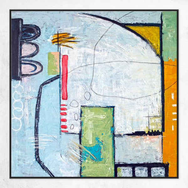 Expressionist Abstract Original Painting, Acrylic Large Modern Colorful & Playful Canvas Wall Art | The Wait