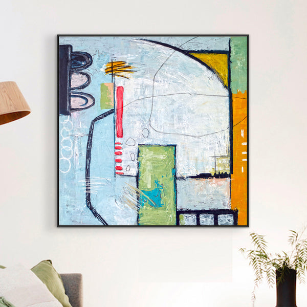 Expressionist Abstract Original Painting, Acrylic Large Modern Colorful & Playful Canvas Wall Art | The Wait