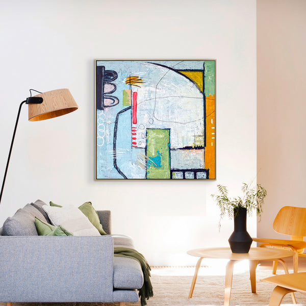 Expressionist Abstract Original Painting, Acrylic Large Modern Colorful & Playful Canvas Wall Art | The Wait