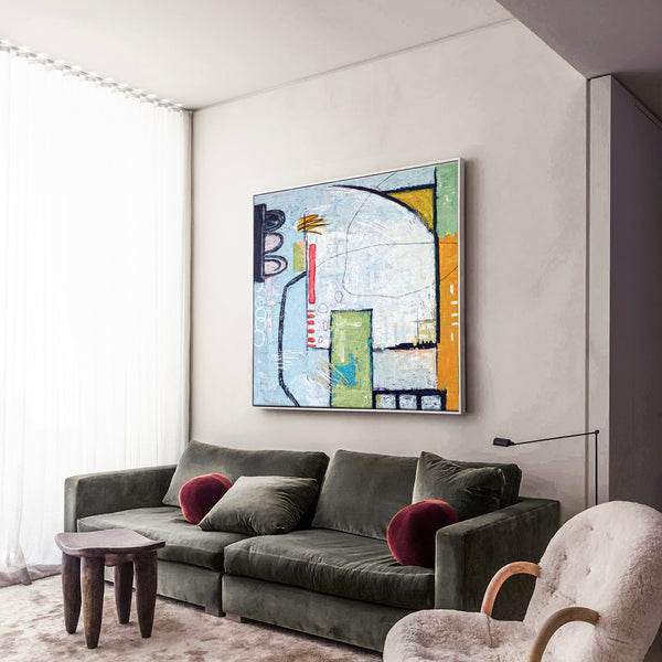 Expressionist Abstract Original Painting, Acrylic Large Modern Colorful & Playful Canvas Wall Art | The Wait