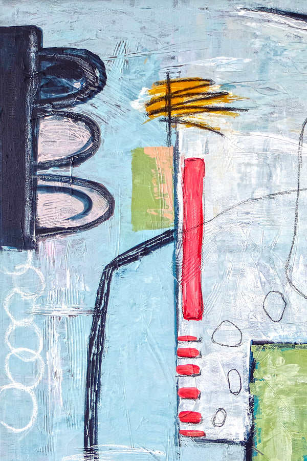Expressionist Abstract Original Painting, Acrylic Large Modern Colorful & Playful Canvas Wall Art | The Wait