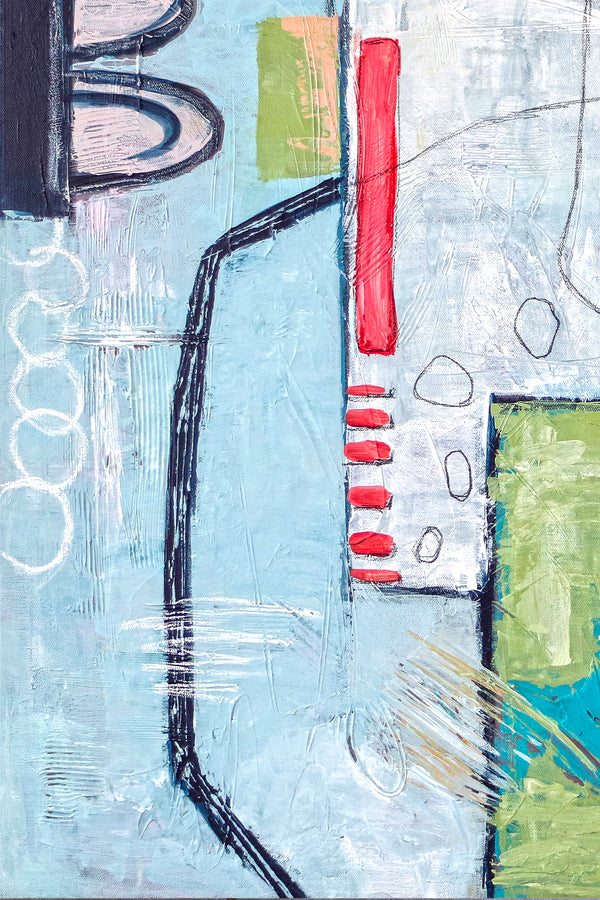 Expressionist Abstract Original Painting, Acrylic Large Modern Colorful & Playful Canvas Wall Art | The Wait