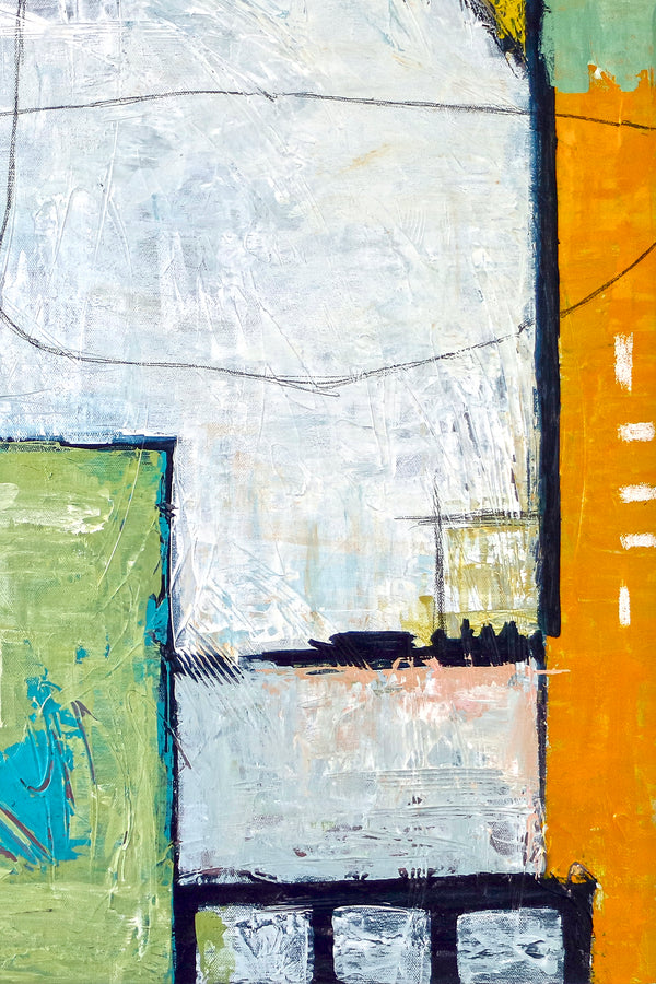 Expressionist Abstract Original Painting, Acrylic Large Modern Colorful & Playful Canvas Wall Art | The Wait