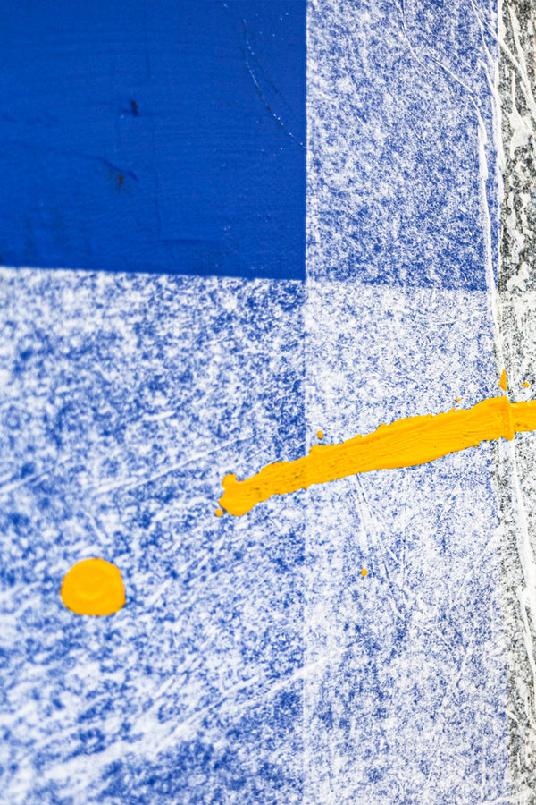 Calm Modern Abstract Geometric Original Painting, Mixed Media & Blue Canvas Wall Art | Thinking of a night sea (72"x48")