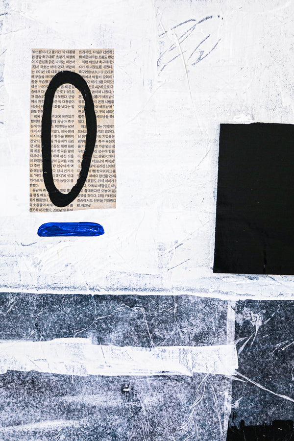 Calm Modern Abstract Geometric Original Painting, Mixed Media & Blue Canvas Wall Art | Thinking of a night sea (72"x48")