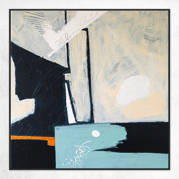 Contemplative Modern Abstract Original Acrylic Painting, Minimalist Canvas Wall Art of Spatial Gaps | Through space