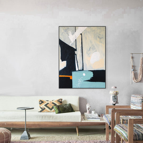 Modern Abstract Original Acrylic Painting, Minimalist Canvas Wall Art of Gap Spaces | Through space (Vertical Ver.)