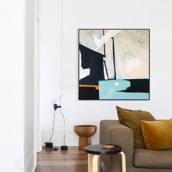 Contemplative Modern Abstract Original Acrylic Painting, Minimalist Canvas Wall Art of Spatial Gaps | Through space