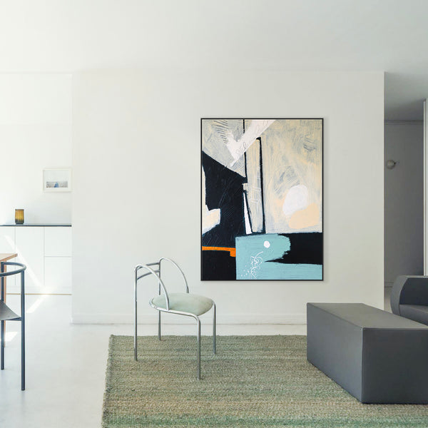 Modern Abstract Original Acrylic Painting, Minimalist Canvas Wall Art of Gap Spaces | Through space (Vertical Ver.)