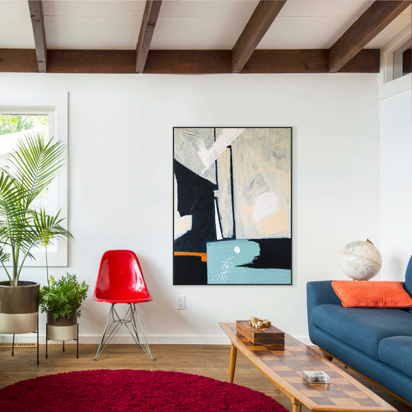 Modern Abstract Original Acrylic Painting, Minimalist Canvas Wall Art of Gap Spaces | Through space (Vertical Ver.)