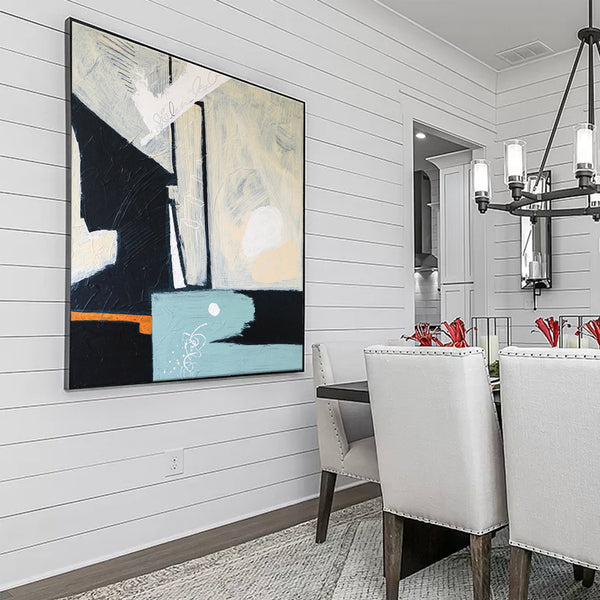 Contemplative Modern Abstract Original Acrylic Painting, Minimalist Canvas Wall Art of Spatial Gaps | Through space