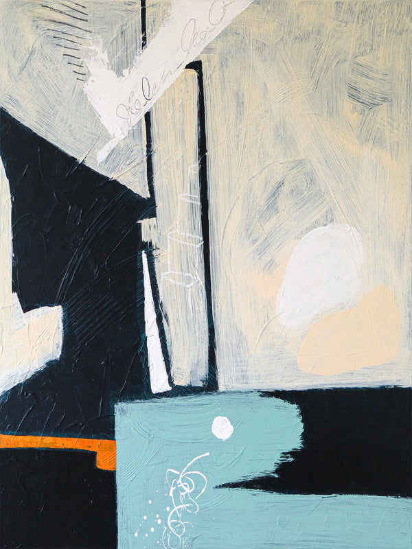 Modern Abstract Original Acrylic Painting, Minimalist Canvas Wall Art of Gap Spaces | Through space (Vertical Ver.)