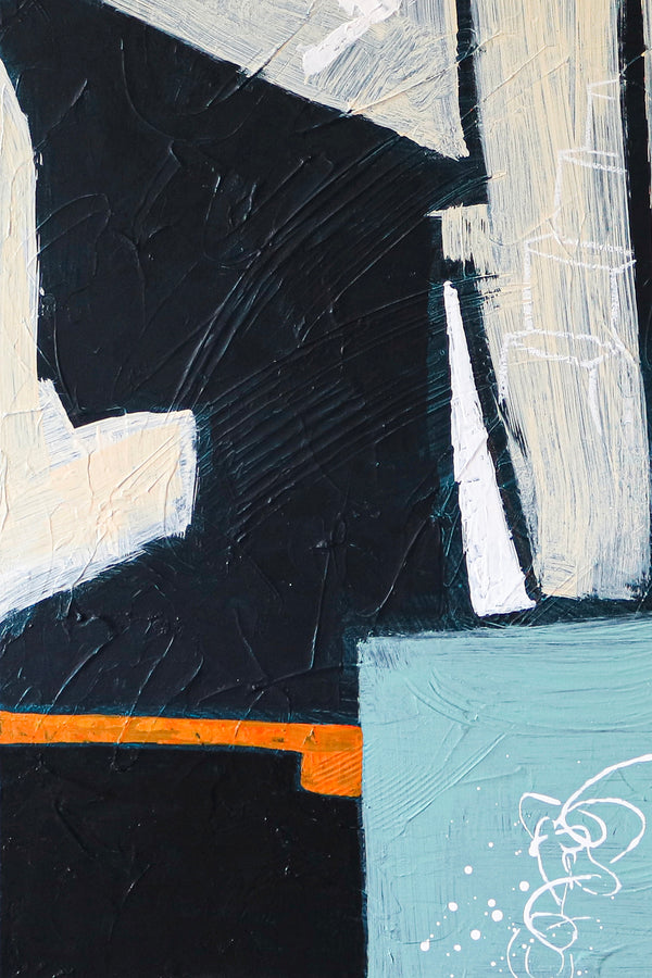 Modern Abstract Original Acrylic Painting, Minimalist Canvas Wall Art of Gap Spaces | Through space (Vertical Ver.)