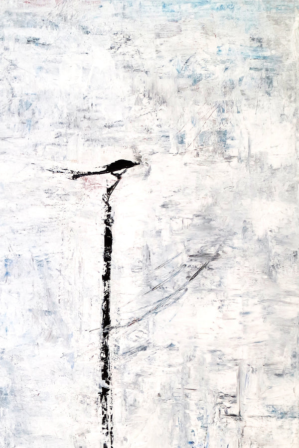 Minimalism Original Abstract Painting in Acrylic, Large Black & White Contemporary Modern Canvas Wall Art | Trace